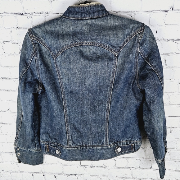 GAP | vintage 2003 snap button close sherpa/plush lined denim jean jacket - Picture 4 of 9